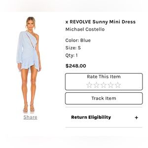 Light blue one sleeve mini dress